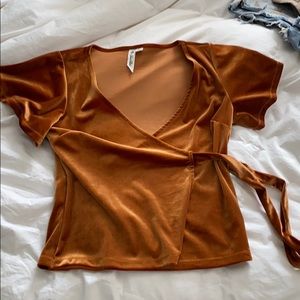 Others Follow Velvet Rust Wrap Top